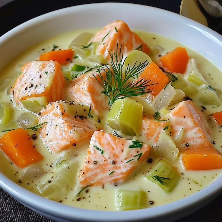 Blanquette de Saumon avec Poireaux et Carottes