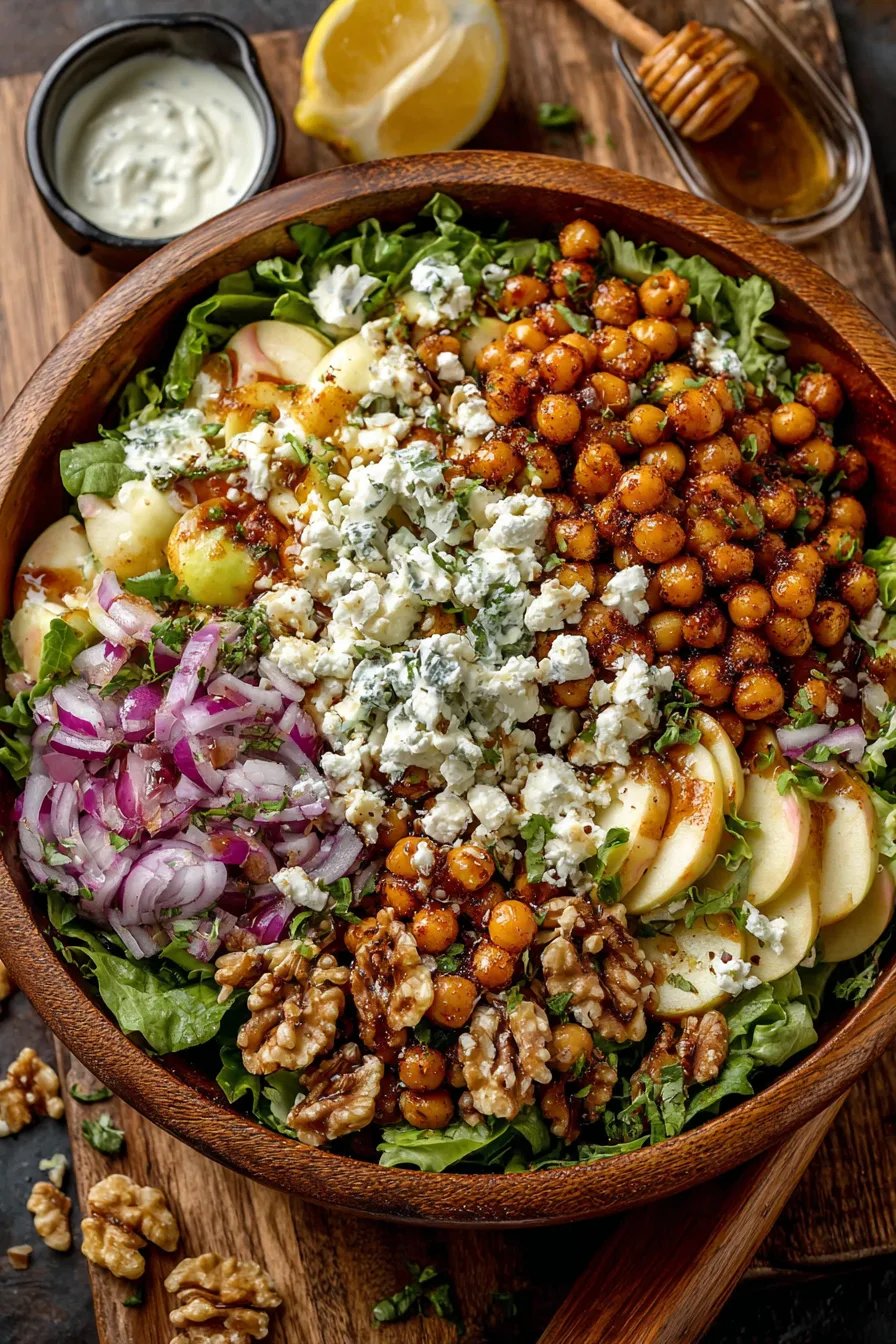 Apple Feta Chickpea Salad with Creamy Honey Mustard Dressing