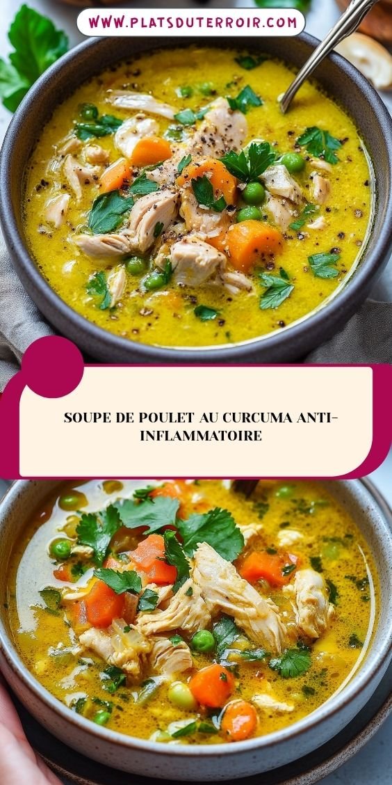 Soupe de poulet au curcuma anti-inflammatoire