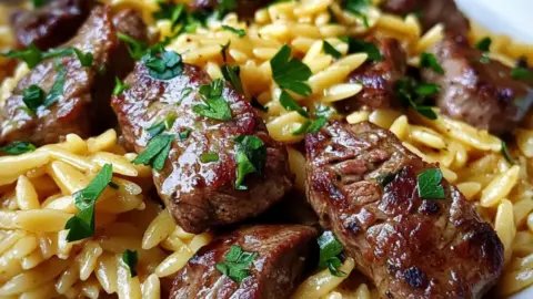 One Pot Creamy Garlic Butter Steak Orzo for Cozy Weeknight Dinners