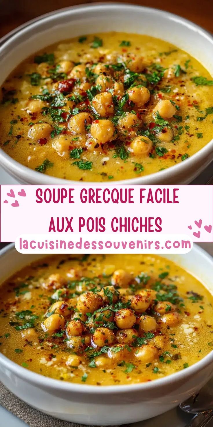 Soupe grecque facile aux pois chiches