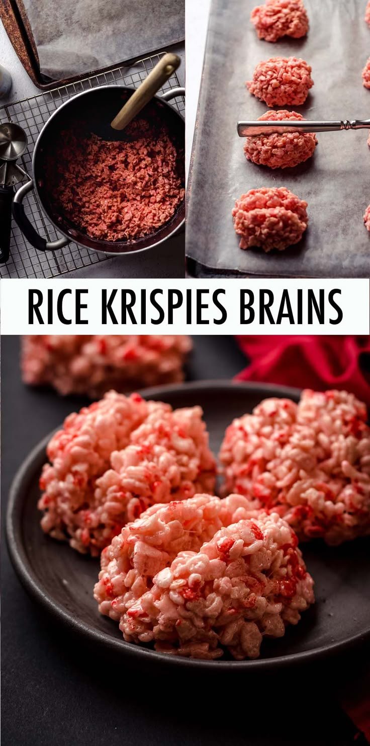 How to make rice krispie brains | Rice krispie treats for halloween, Halloween food treats, Halloween snacks