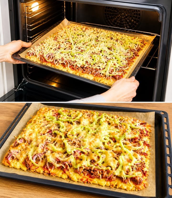 Kartoffelpizza mit Hackfleisch