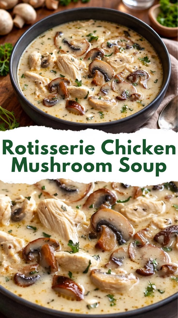 Easy Rotisserie Chicken Mushroom Soup – Cozy Comfort Bowl