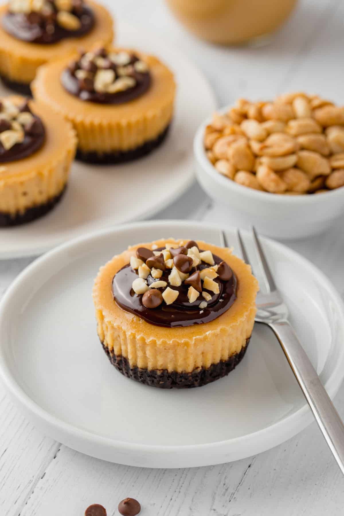 Mini Peanut Butter Cheesecakes (Gluten-Free) 2 Mini Peanut Butter Cheesecakes (Gluten-Free)