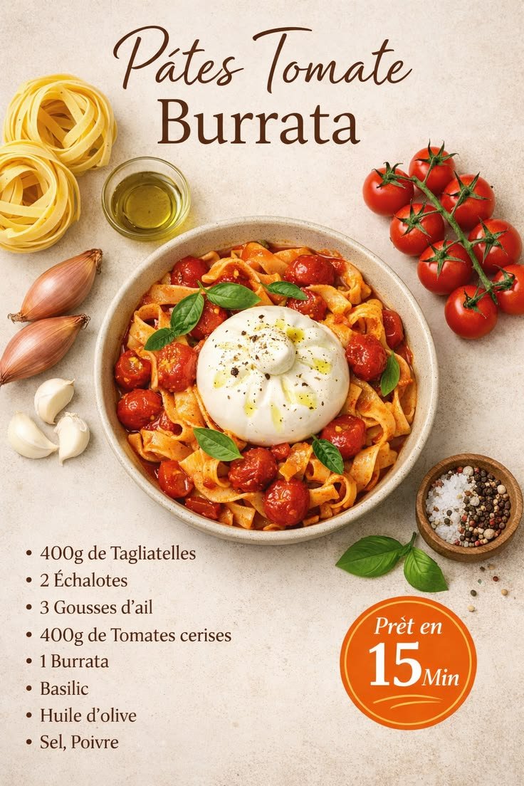 ✨ Pâtes tomate burrata crémeuses