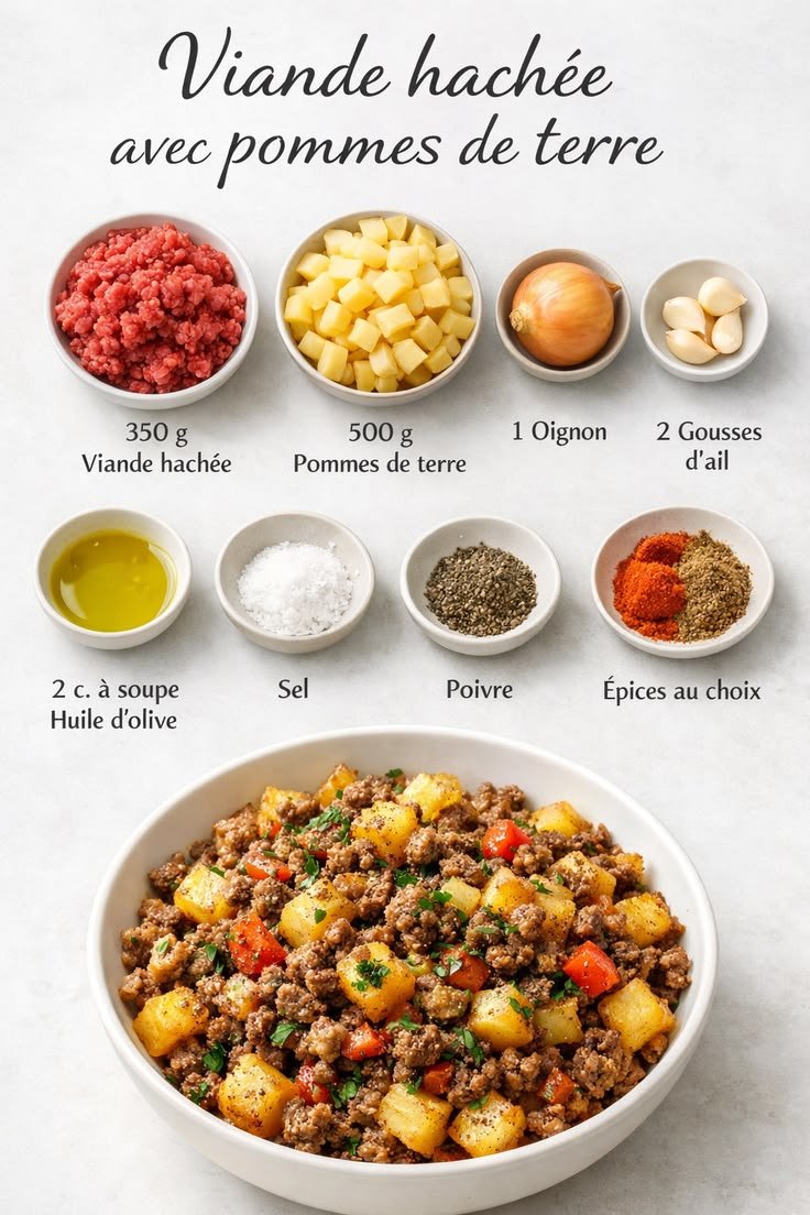 Savourez ce plat réconfortant : Viande hachée et pommes de terre, rapide et facile à préparer !