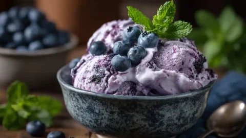 Keto Blueberry Ice Cream Cottage Cheese