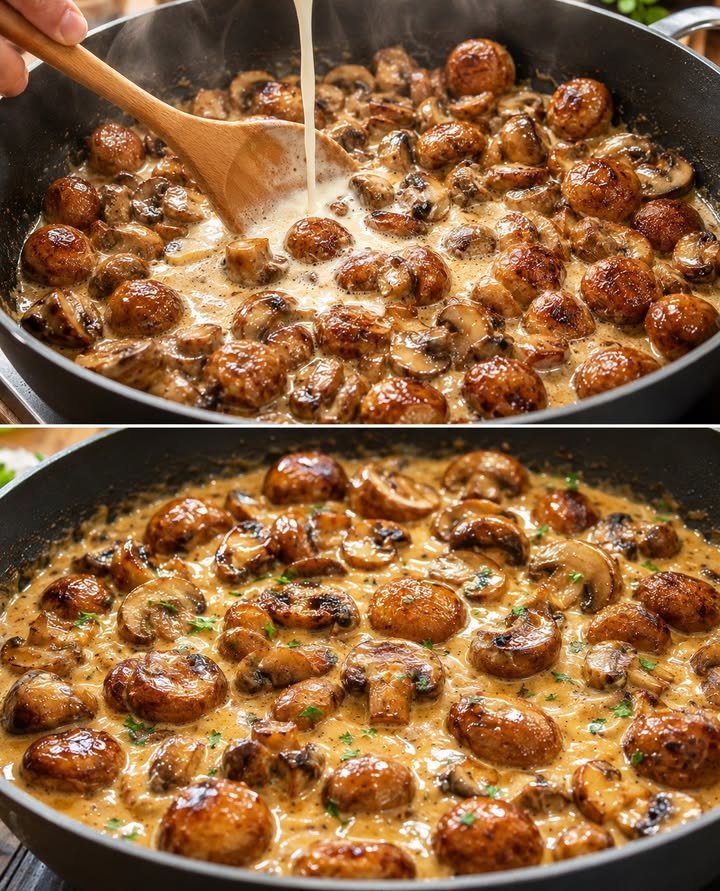 Knoblauch Champignons in Leckere Rahmsoße