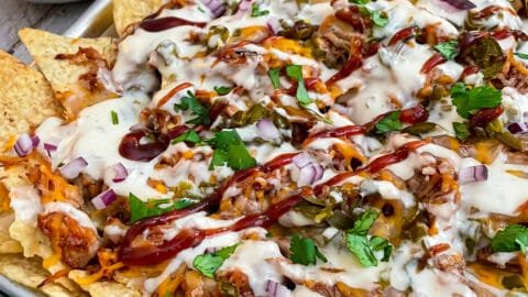 Easy Sheet Pan BBQ Chicken Nachos