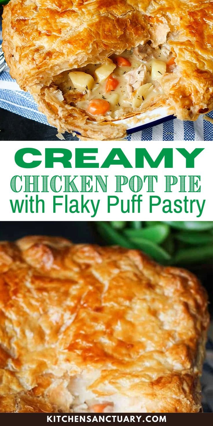 Creamy Chicken Pot Pie with Flaky Puff Pastry