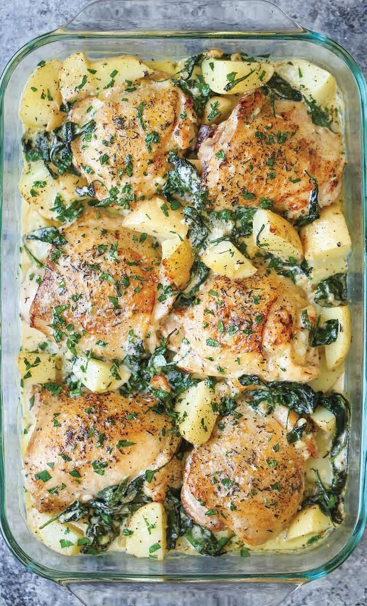 Chicken and Potatoes with Garlic Parmesan Cream Sauce