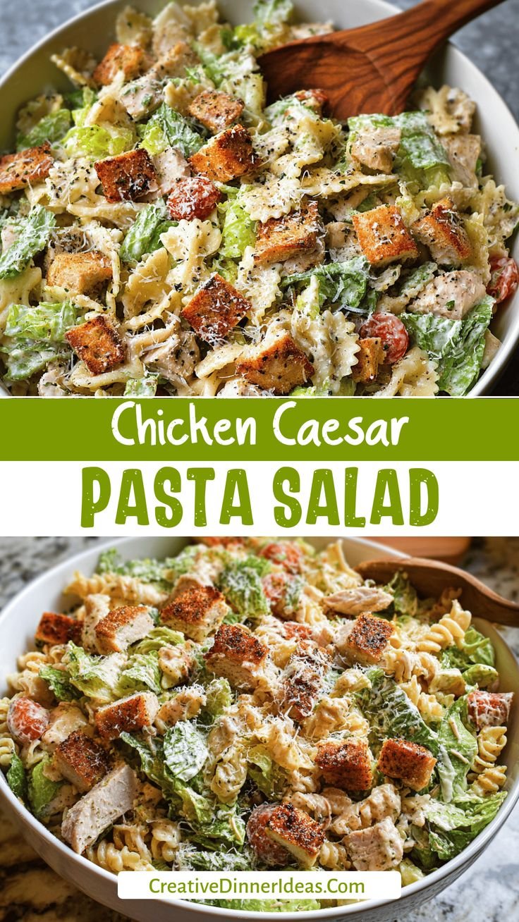 Easy Chicken Caesar Pasta Salad Recipe