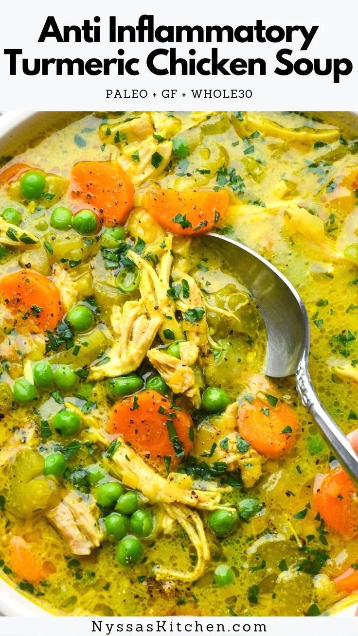 Anti Inflammatory Turmeric Chicken Soup {Whole30 + Paleo + GF}