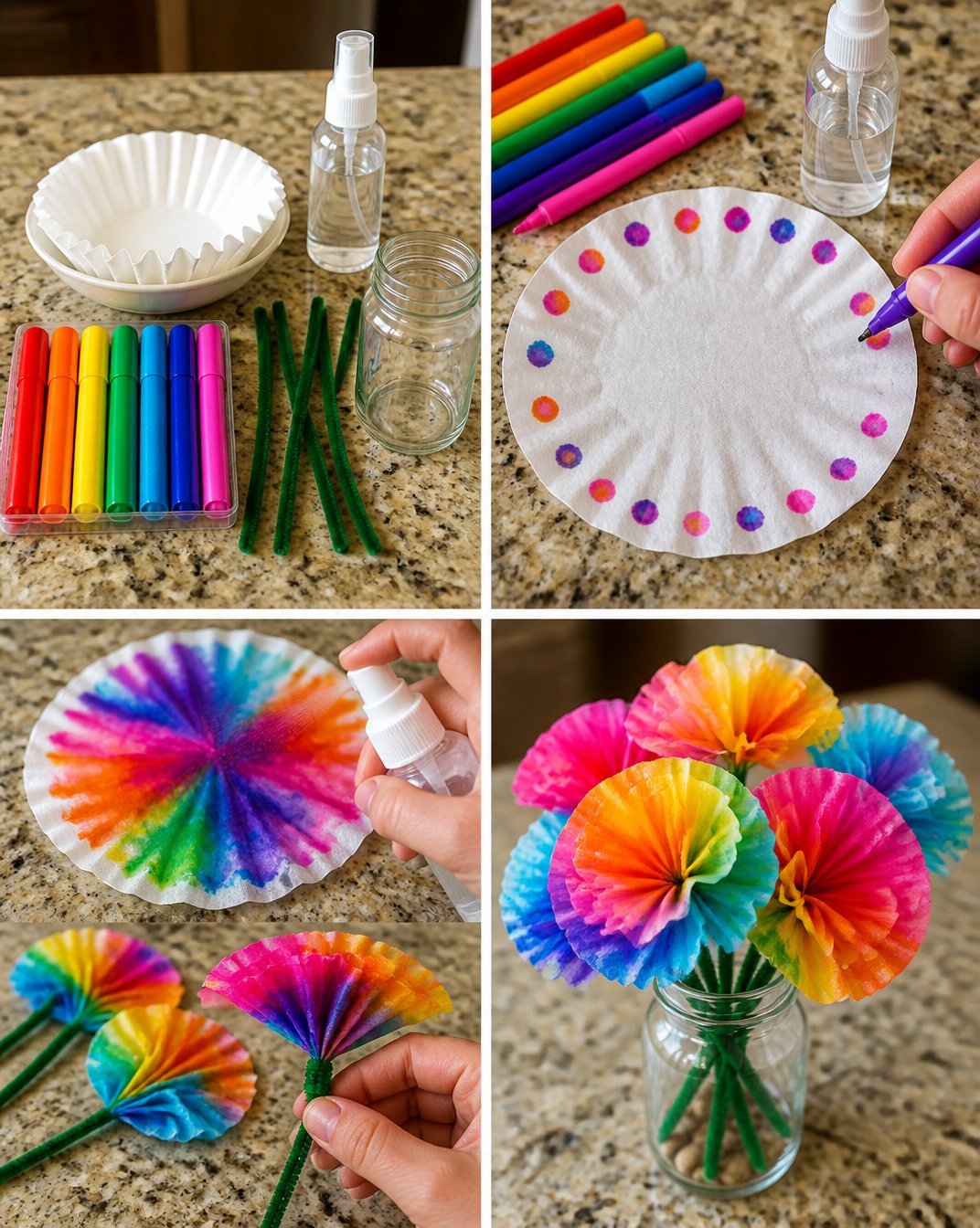 Tie-Dye Coffee Filter Flowers Softly 19 Tie-Dye Coffee Filter Flowers