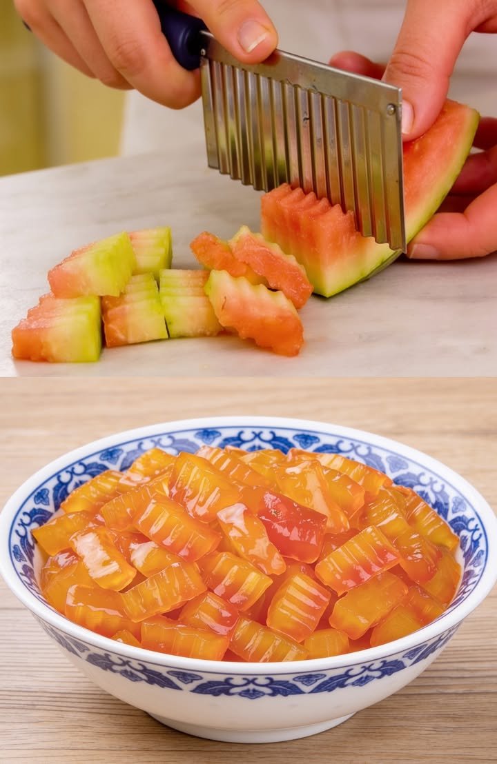 Nicht wegwerfen, aus Wassermelonenschale wird Schmakofatz statt Müll