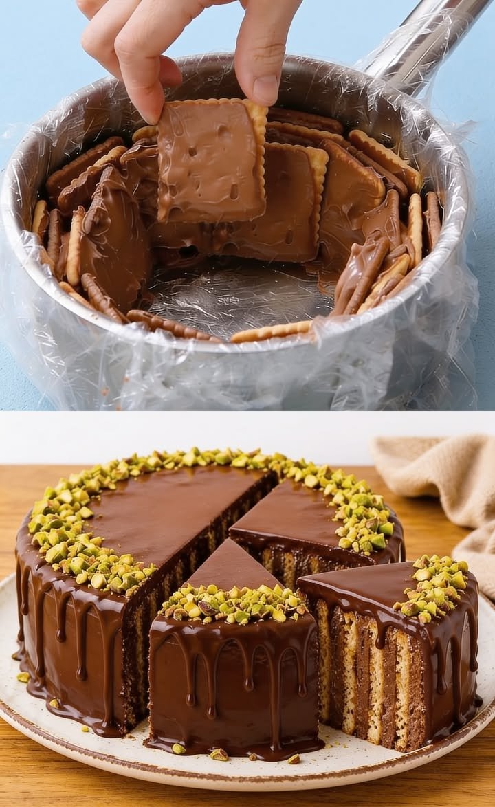 Kühlschrankkuchen mit Butterkeksen