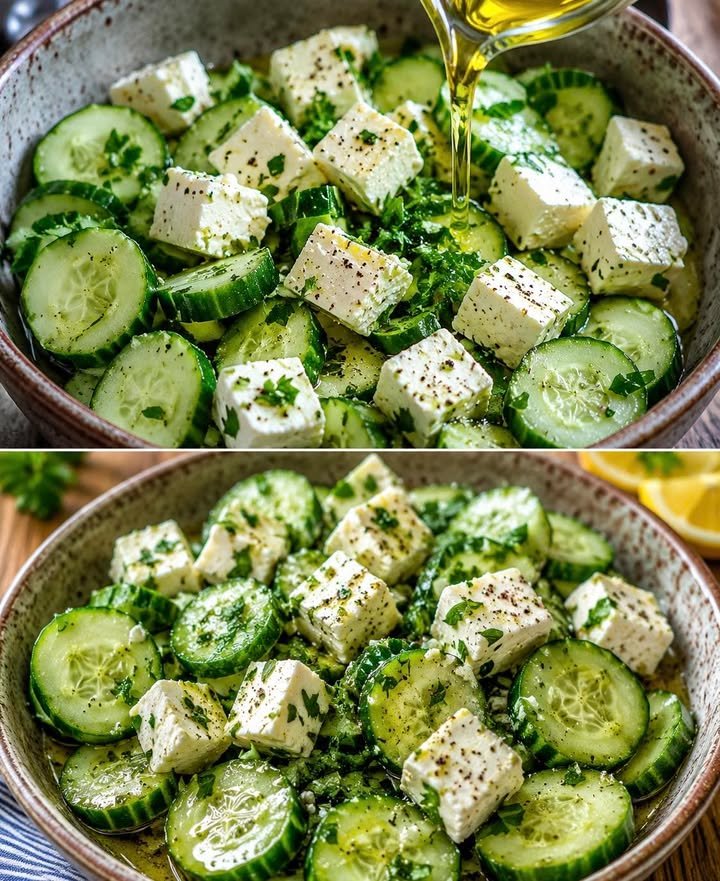 Superschneller Gurken Feta-Salat