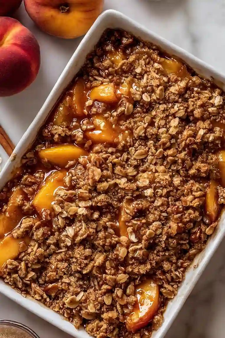 Pecan Bourbon Peach Crisp - moanaskitchen