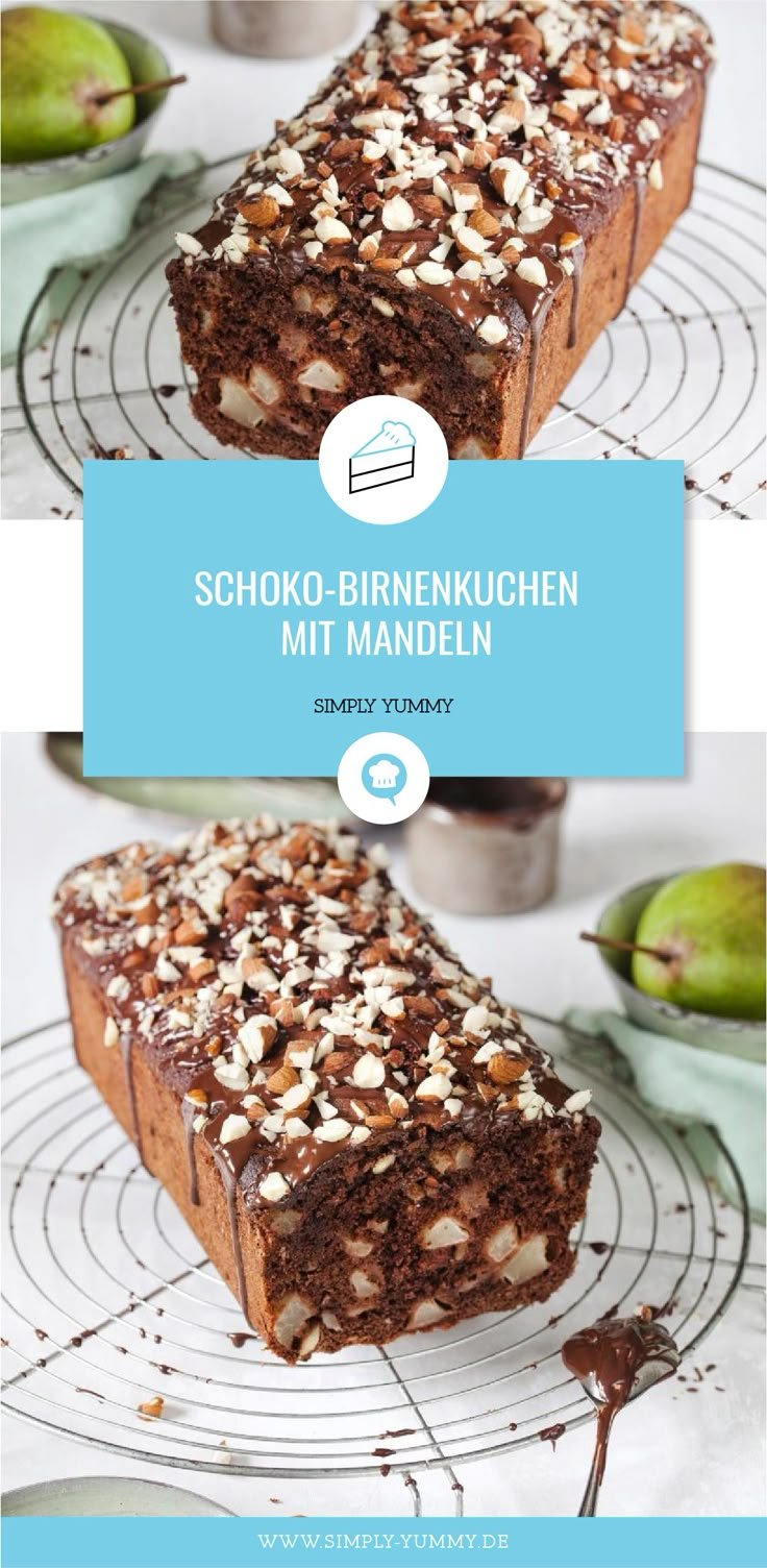 Schoko-Birnenkuchen mit Mandeln