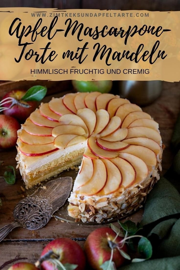 Apfel Mascarpone Torte mit Mandelboden