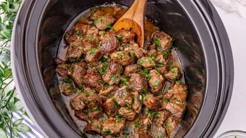 Garlic Butter Steak Bites - Slow Cooker Recipe