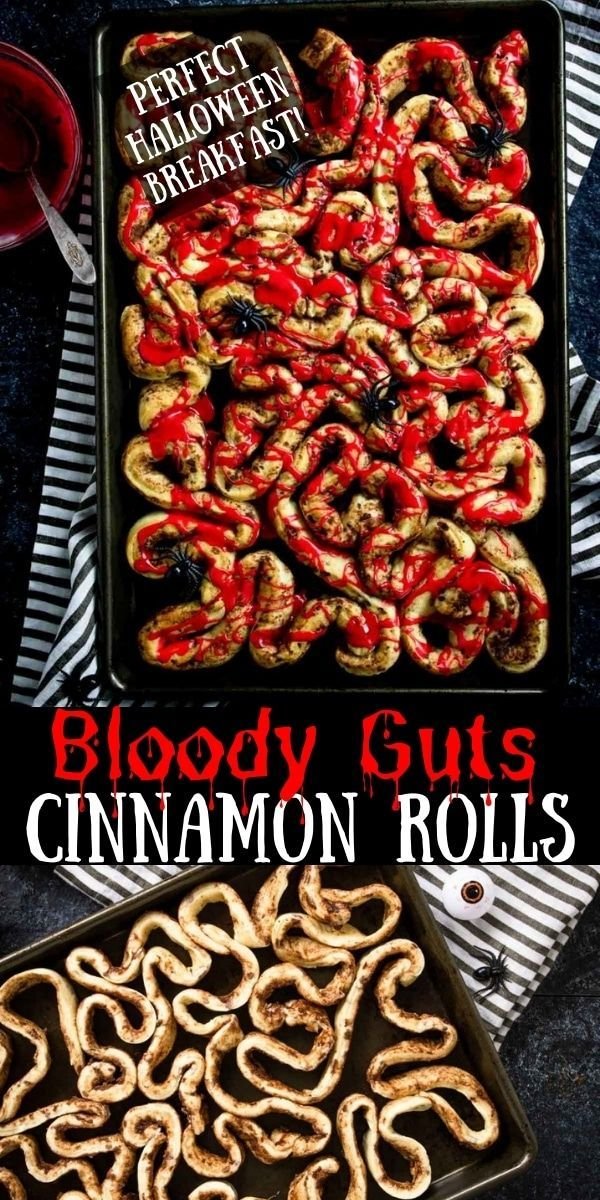 Halloween Breakfast Idea - Bloody Cinnamon Rolls