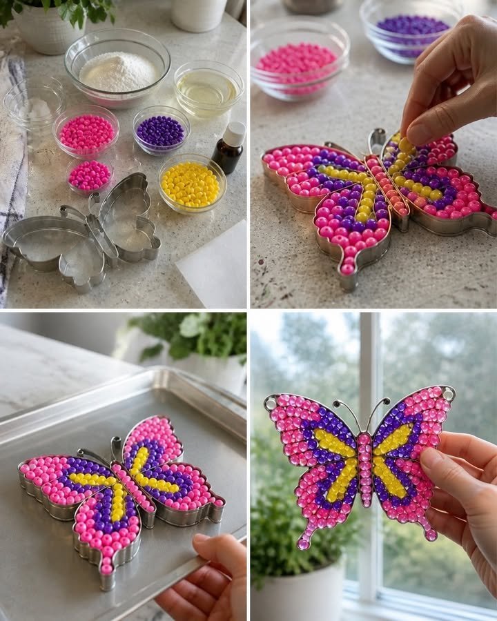 Pony Bead Butterfly Suncatchers