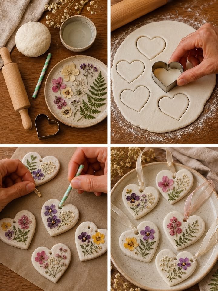 Gepresste Blumen Teigornamente