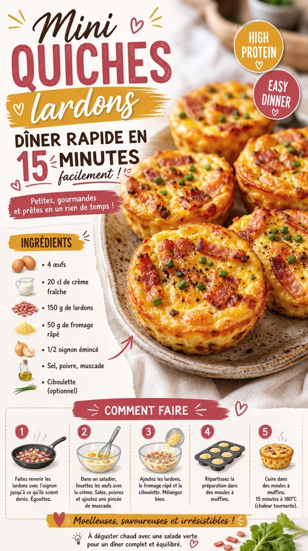 Recette rapide de mini quiches lardons pour les familles pressées