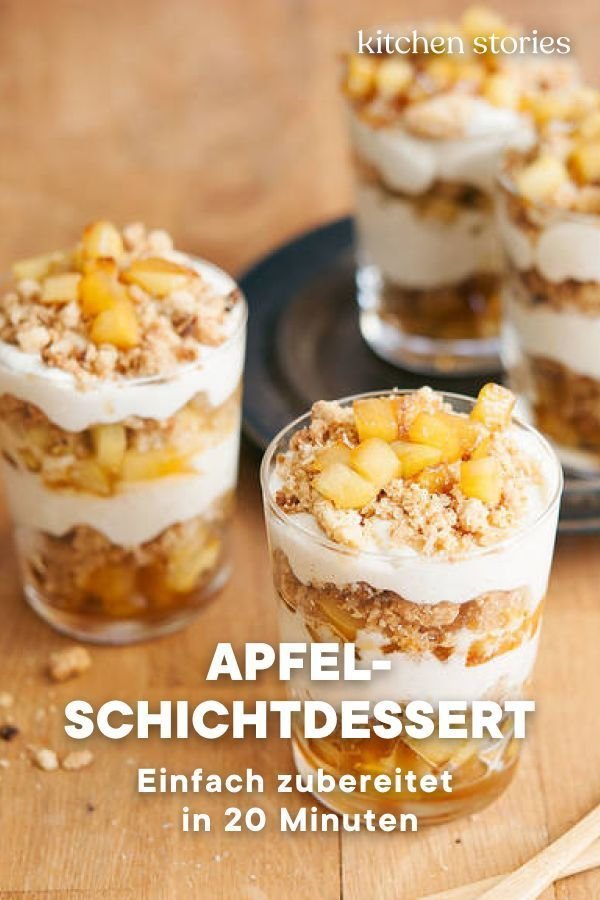 Schichtdessert mit karamellisierten Äpfeln | Rezept | Kitchen Stories