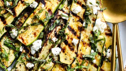 Grilled Zucchini With Goat Cheese, Basil & Honey