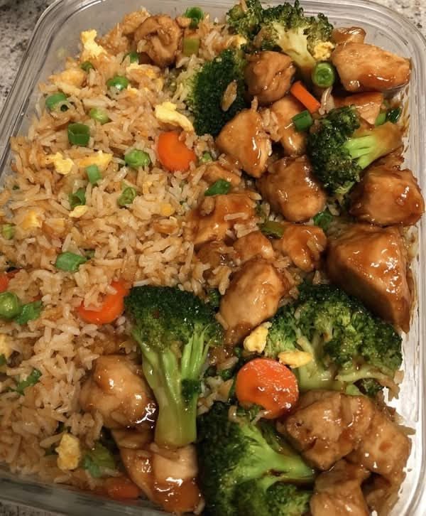 Sticky Garlic Chicken with Veggie Egg Fried Rice