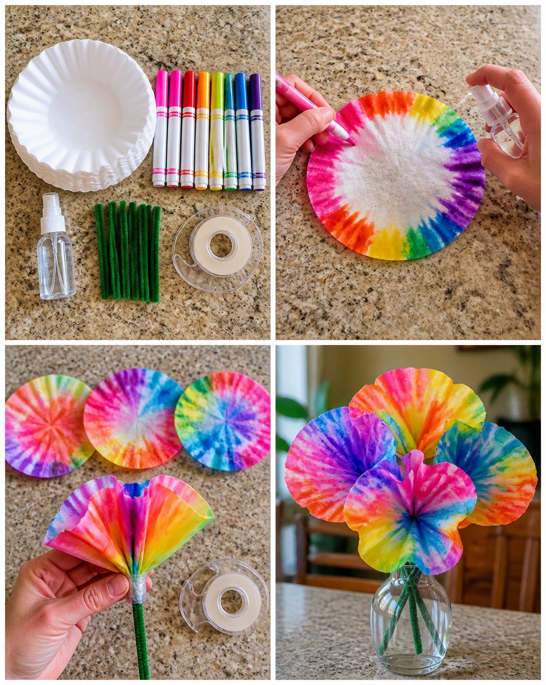 Tie-Dye Coffee Filter Flowers