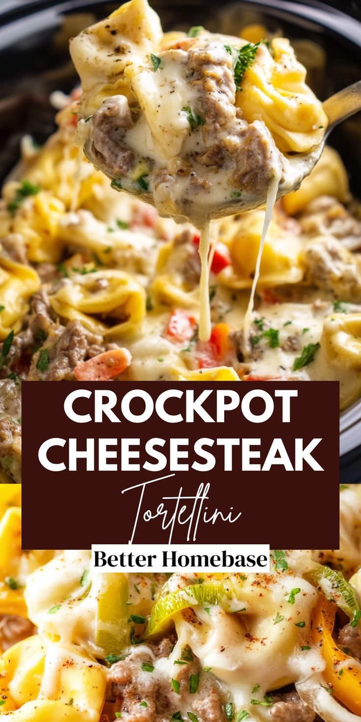 Crock Pot Cheesesteak Tortellini