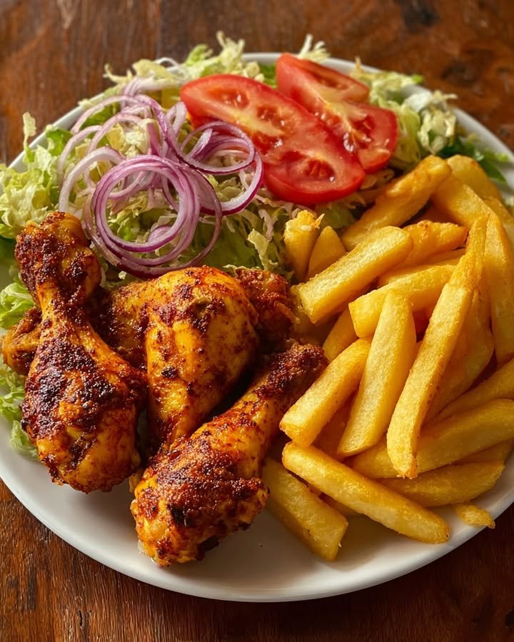 Crispy Chicken Drumsticks & Fries Plate