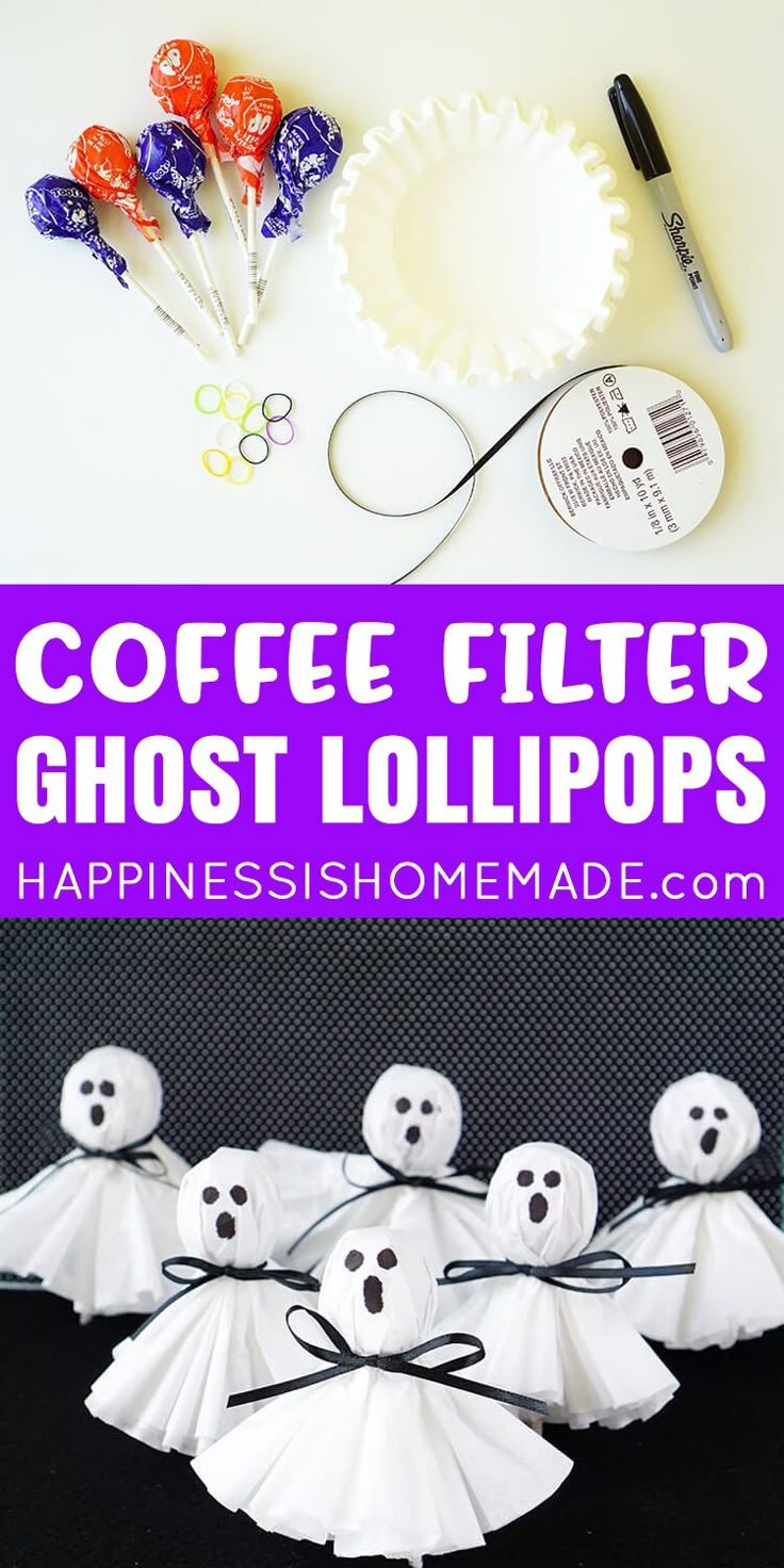 Coffee Filter Ghost Lollipops