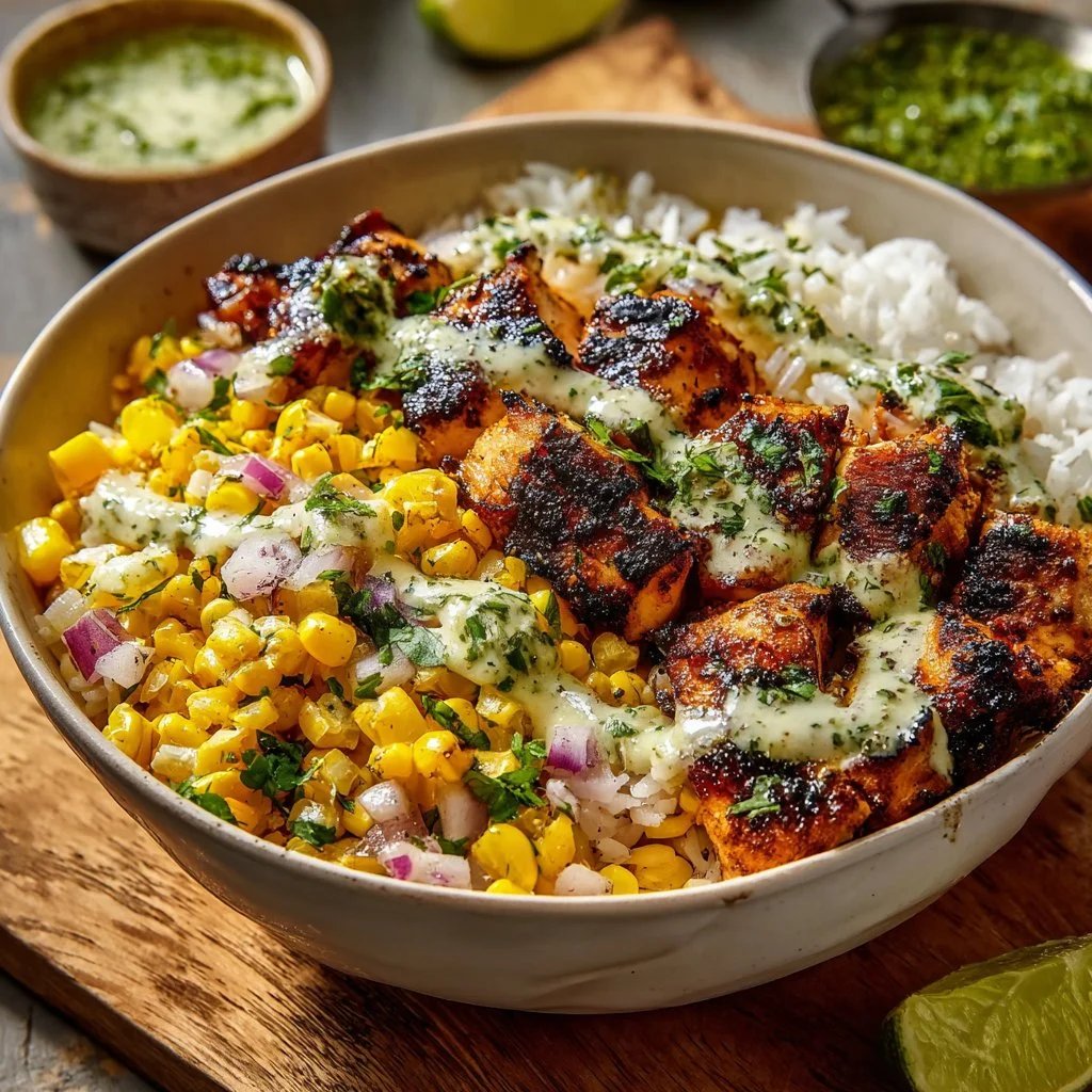 Street Corn Chicken Rice Bowls