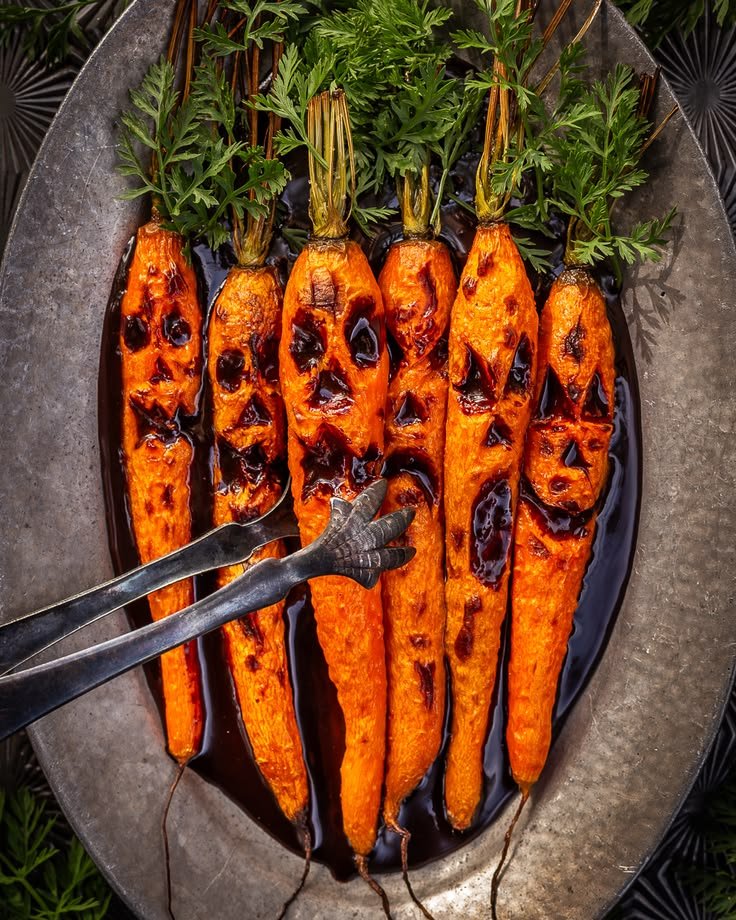 Roasted Carrots with Chocolate Balsamic Sauce