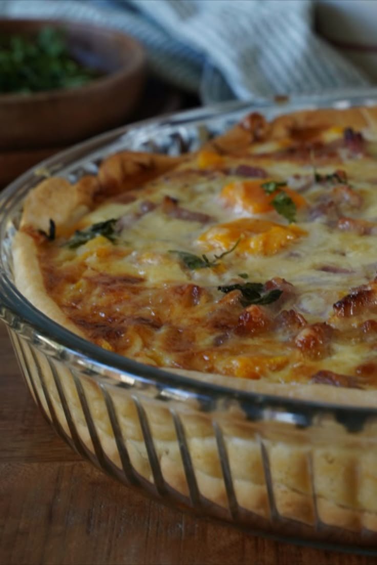 Tarte salée au potimarron, lardons