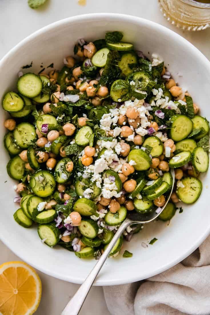 Bright Cucumber Chickpea Salad with Feta