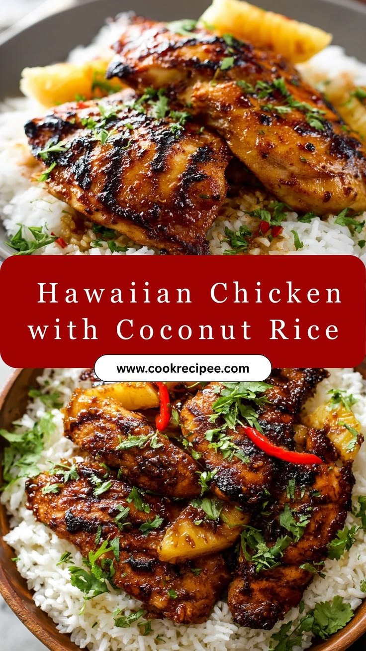 Hawaiian Chicken with Coconut Rice (Healthy Tropical Dinner)