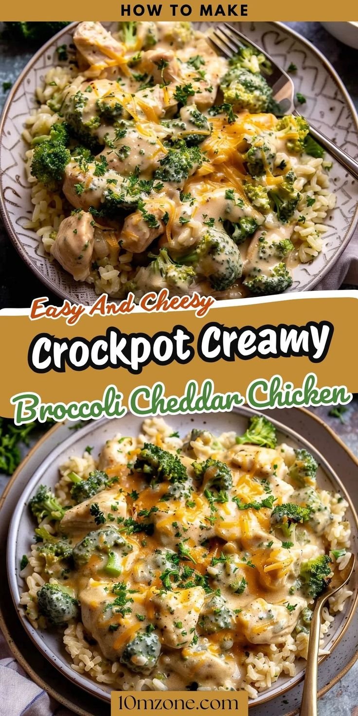 Crockpot Creamy Broccoli Cheddar Chicken – Easy, Cheesy, and Family-Friendly! 🥦🧀🍗