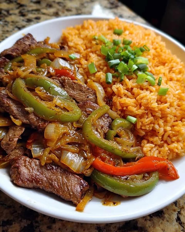 Steak Fajita Plate with Seasoned Rice