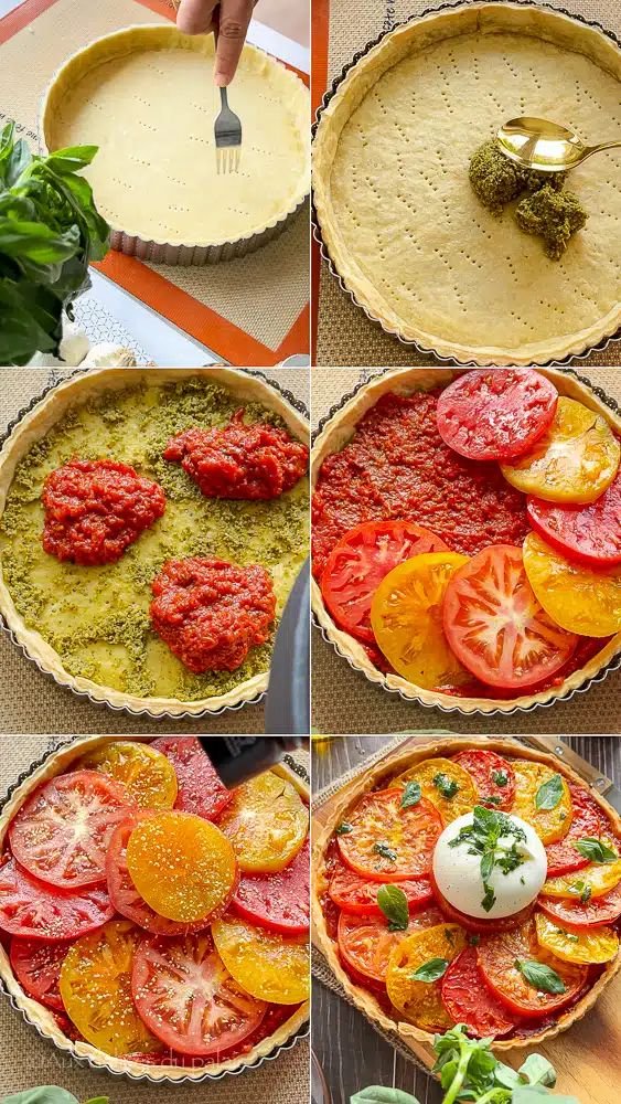 Tarte tomate pesto et mozarella · Aux délices du palais