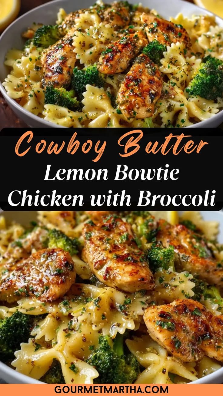 Cowboy Butter Lemon Bowtie Chicken with Broccoli – Easy Creamy Pasta Dinner Recipe