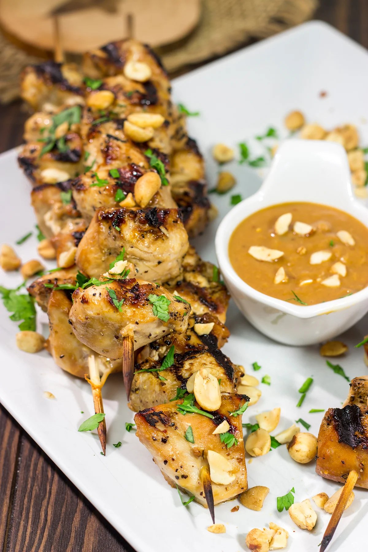 Thai Chicken Skewers with Peanut Sauce
