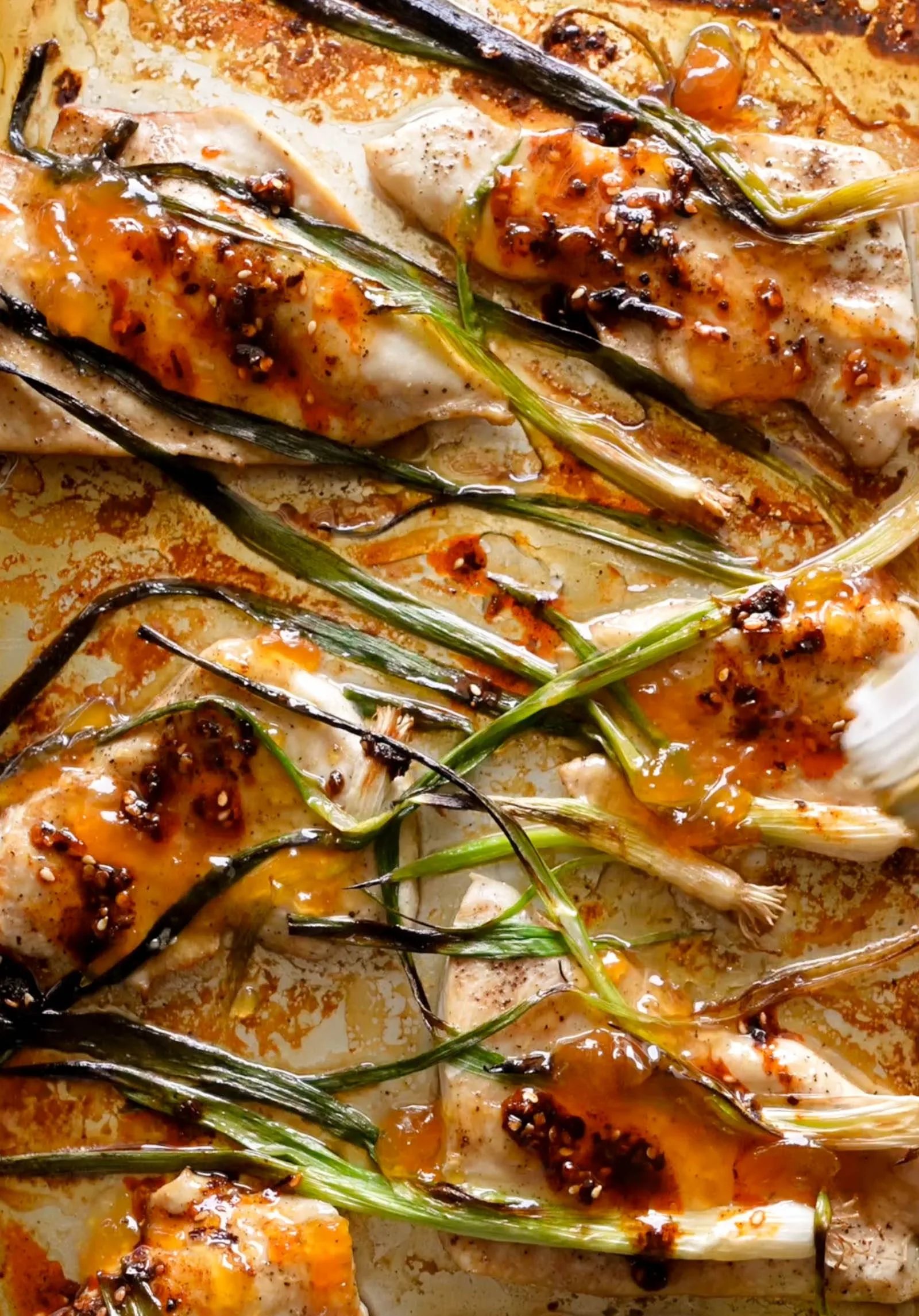 Sesame Apricot Chicken With Charred Scallions