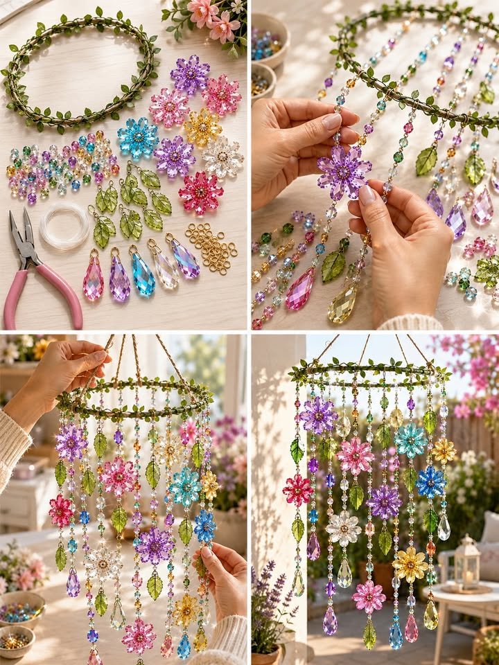 Wie man einen floralen Perlen-Sonnenfänger zu Hause macht 🌸