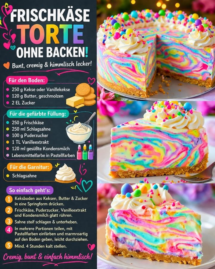 Leckere Frischkäse Torte ohne Backen